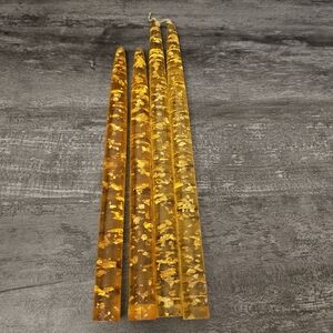 Clear Amber Gold Flake Taper Candles